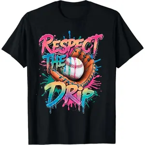 [100% Cotton]   Baseball Drip  Ice Cream Drip  Respect The Drip T-Shirt Golf Gift T-Shirt For Men And Women