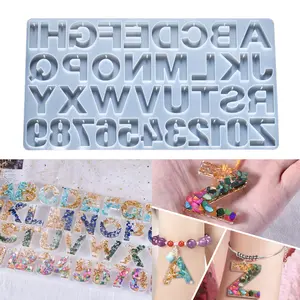 Alphabet Letter Number Decoration Craft Silicone Mold With Hole for Earring Pendant Alphabet Charms Creative Keychain Crystal Epoxy Resin Mold