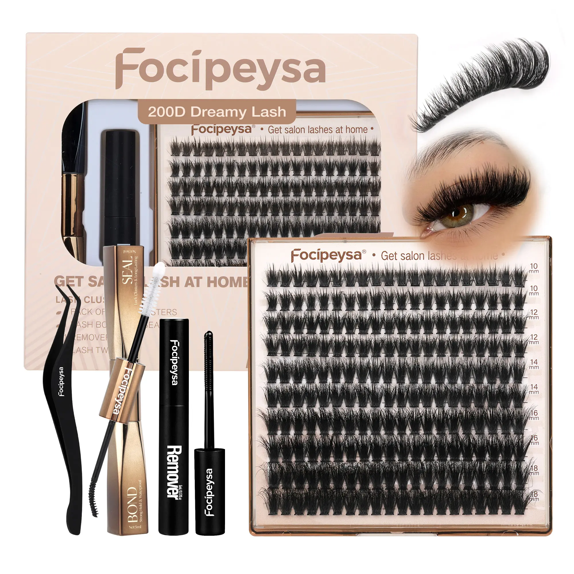 Focipeysa 200D Lash Clusters | Dreamy Volume Lash Clusters | Resuable  Clusters Lashes | Beginner Friendly | D Curl DIY Cluster Lashes for Flawless Makeup | Salon-Level Volume Lash Extensions at Home