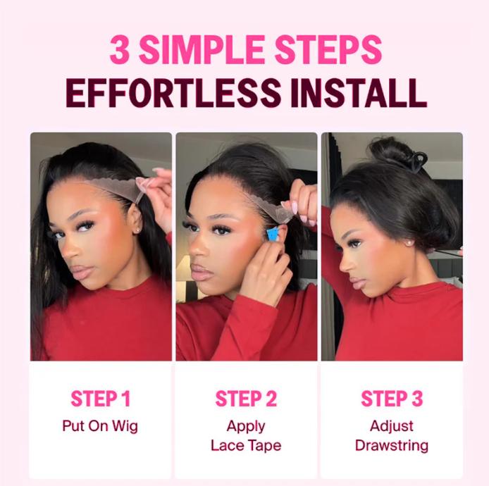 MYLOCKME Drawstring Wig 13x4 Body Wave Lace Frontal Wig Brazilian Glueless Lace Wig No Glue Pre-cut Frontal Wig For Beginners