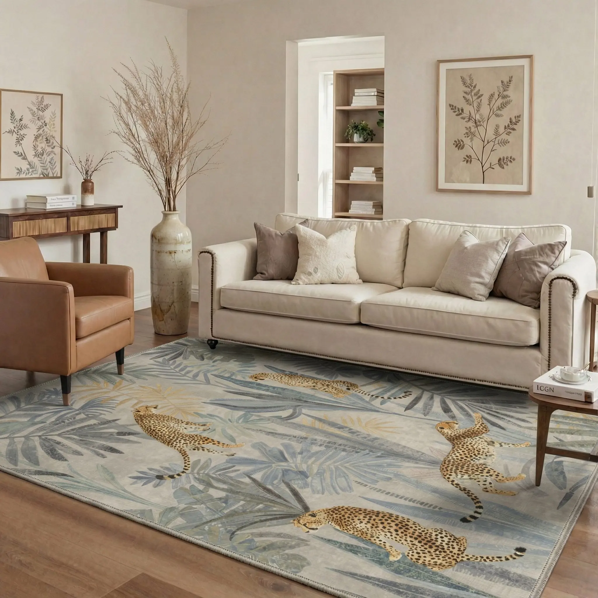 【Deals For You Days】BEIMO Floor Rug – Machine Washable, Pet Friendly, Soft, Non-Slip Area Carpet, Perfect for Living Room, Bedroom, Kitchen, Hallway, Stylish Home Decor ,ARN2007-LEAF