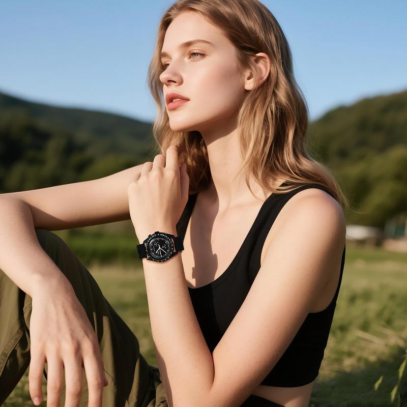 Men Women Silicone Watch - Analog Quartz Timepiece with Triple Sub-dials Fashion Casual Outdoor Sports Wristwatch for Christmas