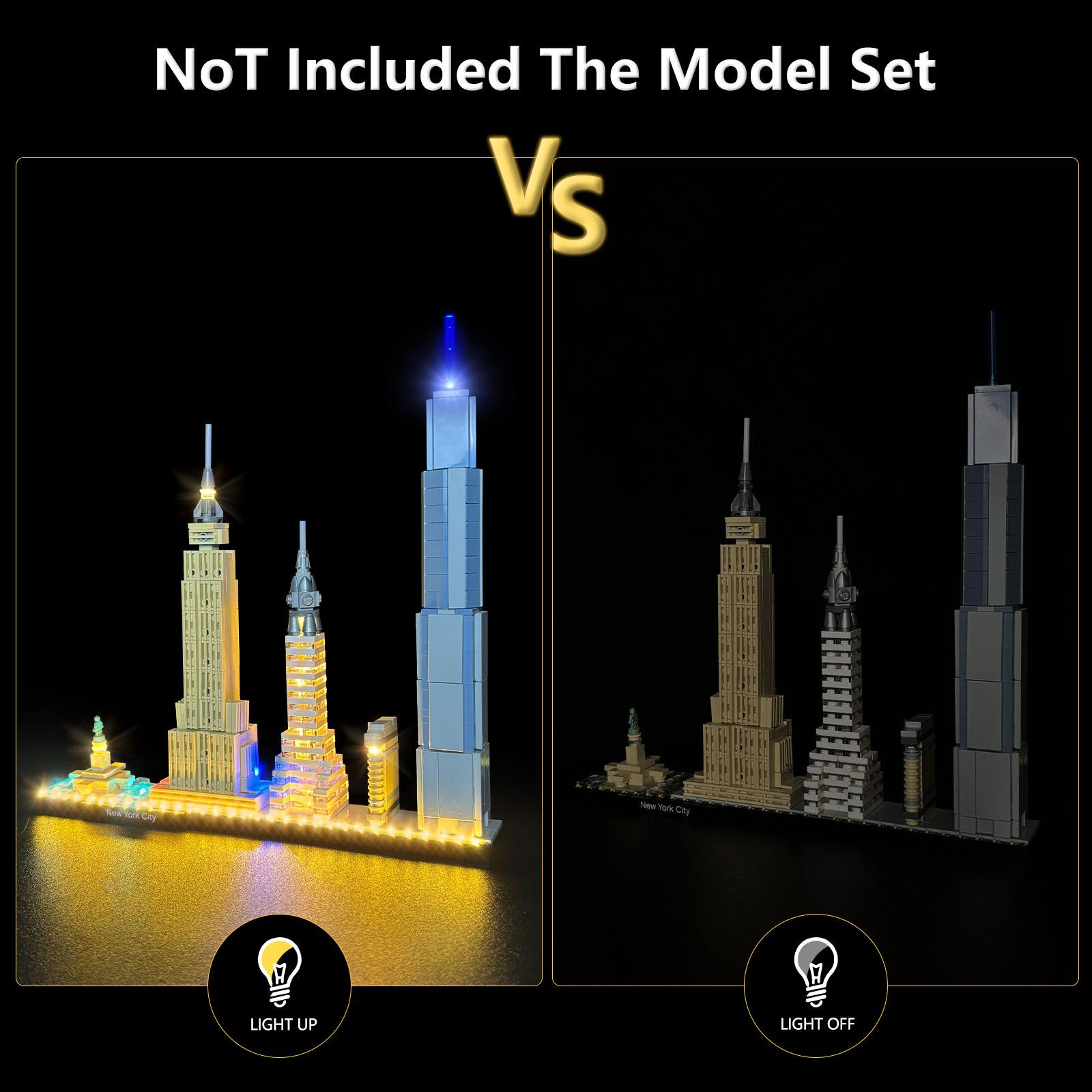 LYBMTWF LED Lighting Kit for LEGO 21028 New York City Building Block Model Lighting— Crafted from Safe ABS and Copper Materials; Easy to Install; The Perfect Gift for Birthdays, Holidays, and Christmas (Model Not Included)