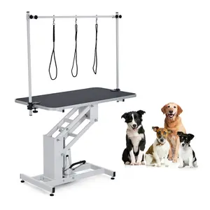 Professional Hydraulic Dog Grooming Table Heavy Duty 350Lbs, Adjustable Overhead Arm & Noose, Non-Slip PVC Top for Large Dogs, Salon-Grade Pet Grooming Station