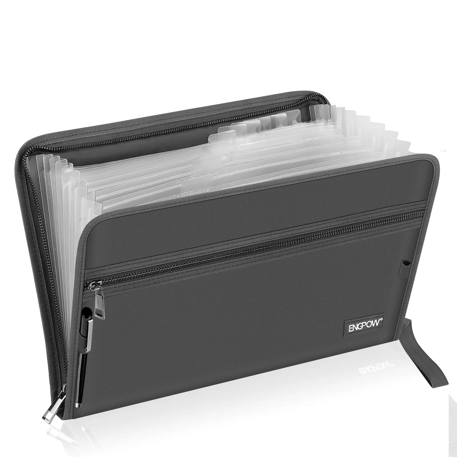 Black Fireproof Accordion File Organizer with Combination Lock, Water-Resistant Multi-Pocket Expanding Folder for Letter-Size Documents, SGS Test & UL94 VTM-0 Certified Home Office Storage Bag