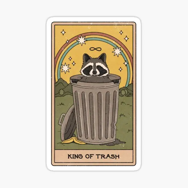 Funny Raccoon King of Trash Sticker 3-Inch Vinyl Decal for Car, Laptop, Phone & Water Bottle