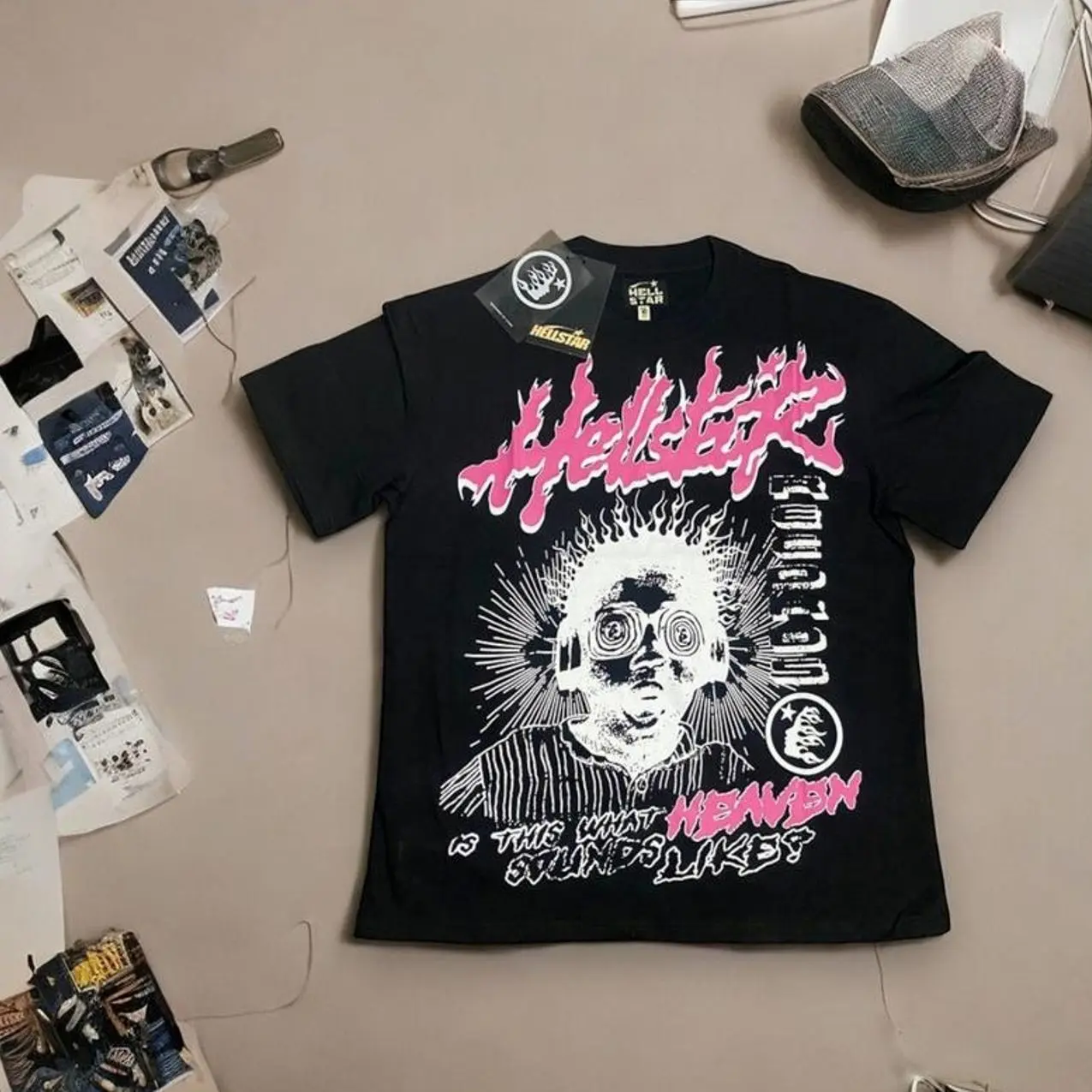 Hell-star Record Is This Heaven Sound Like Y2K Aesthetic T Shirt, Harajuku Tee, Goth Punk T-Shirt, Alternative Clothing, Y2k Graphic Shirt, Unisex Shirt, Cotton Shirt, Vintage Shirt, Crewneck Shirt, Streetwear, Oversized T-Shirt 124