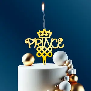 "PRINCE" Food-Safe Gold Cake Topper Candle – Elegant and Reusable Decoration for Birthdays, Astrology-Themed Parties, and Celebrations