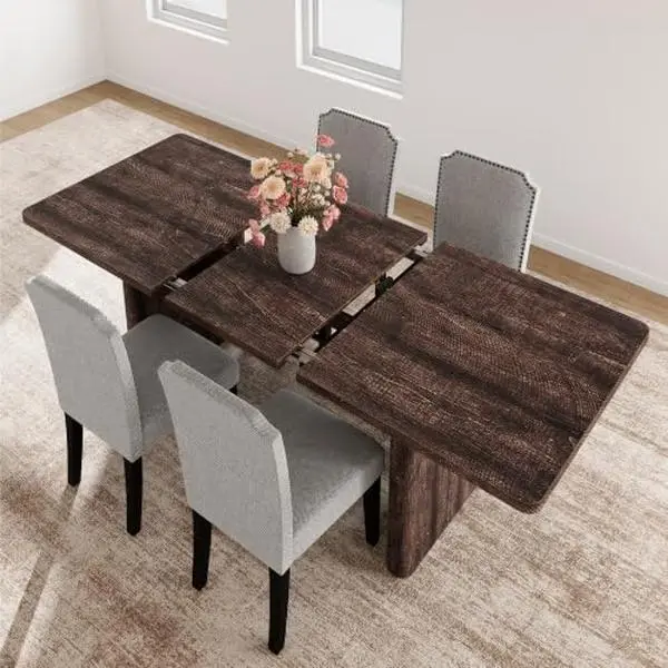 Gaomon Farmhouse Extendable Rectangular Dining Table, 62.99-84.65 in Length