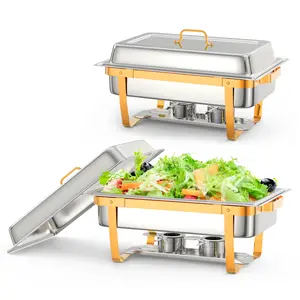 Chafing Dish Full Set, 2/4/6 Pack Stainless Steel Catering Chafer, Rectangle Buffet Food Warmers with Lids, Pans & Fuel Holders for Parties, Events & Weddings