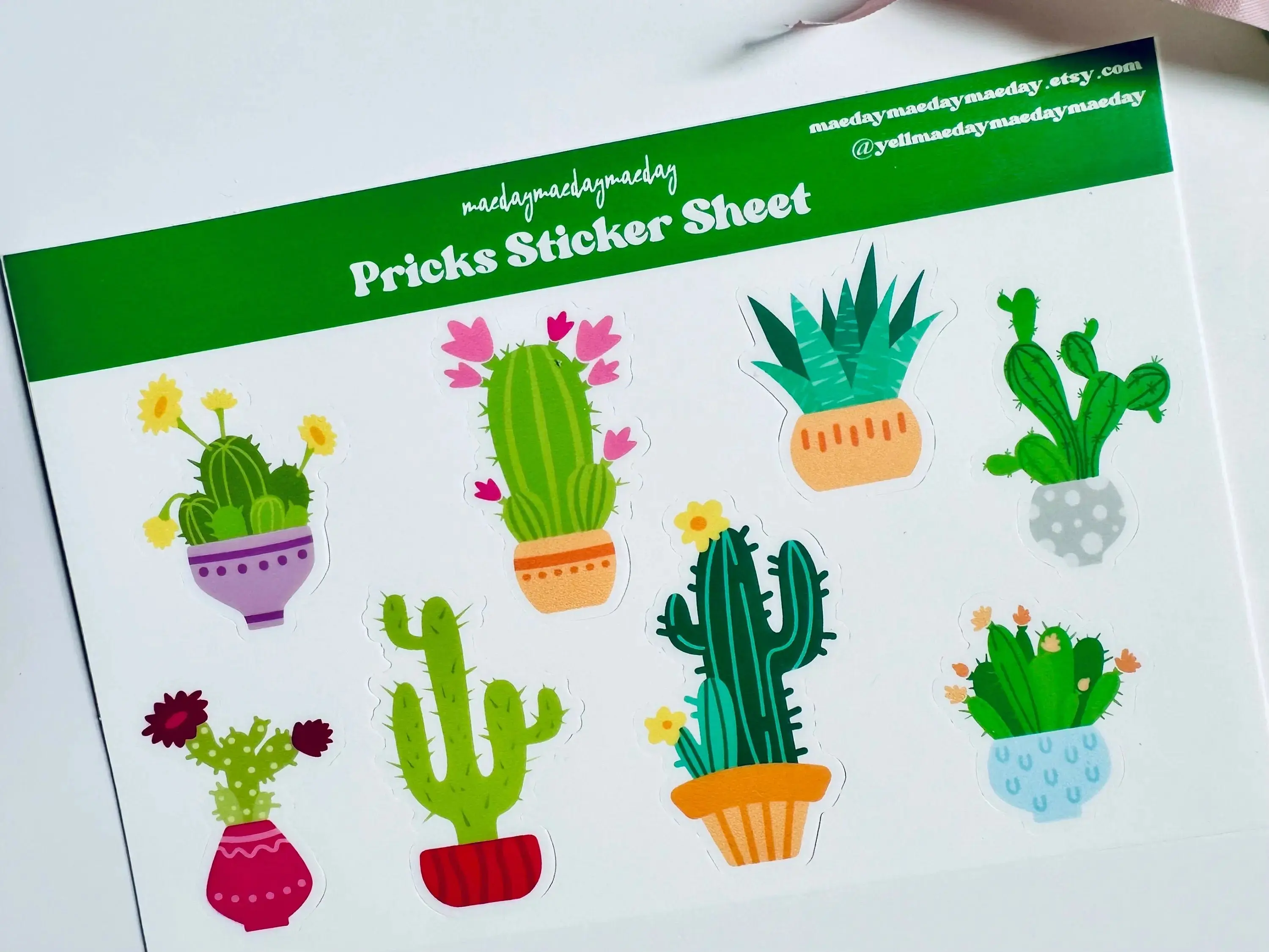 Potted Pricks Sticker Sheet, Potted Cactus/Succulent Stickers, House Plant, Plant Mom Aesthetic, Planning & Journaling Stickers Weatherproof