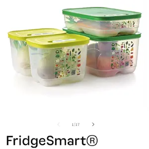 Tupperware FridgeSmart 4 Piece Set with ACE System for Optimal Vegetable Storage Includes 2 Small Deep 1 Medium and 1 Large Container
