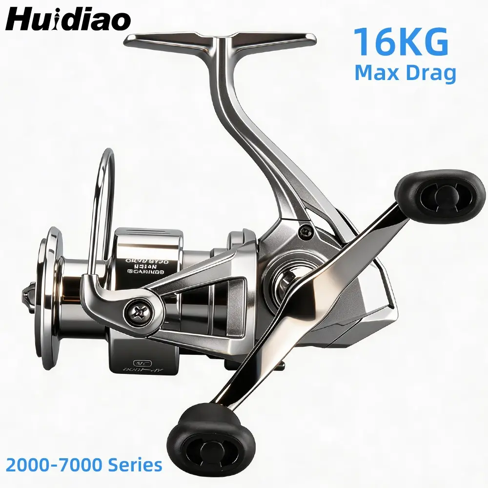 Huidiao AP-II Spinning Reel with Folding Double Handle 2000-7000 5.2:1 Fishing Reel 18KG Max Drag Long Long Distance Casting for All-water Fishing Saltwater Casting Reels Fishing Tackle Fishing Gear Fishing Equipment
