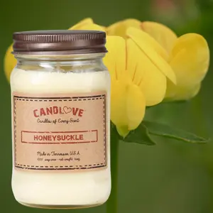 212 MAIN Candlove Honeysuckle Floral Scented Candle - 16oz Mason Jar, Non-Toxic 100% Soy, Hand-Made Hand-Poured, Long-Lasting, Highly Fragranced Home Decoration Freshener - Made in the USA