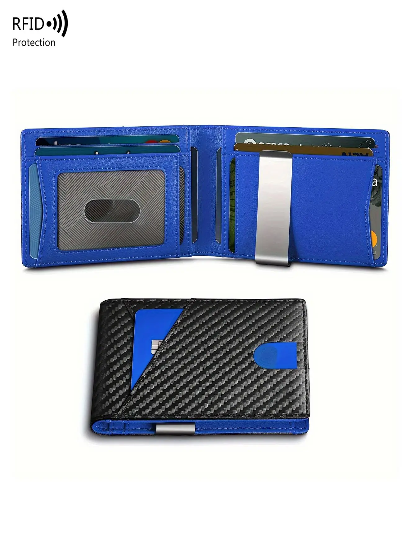 Father's Day Gifts, Men's Minimalist Carbon Fiber Card Holder, RFID Blocking Card Holder, Slim Wallet, Compact Design Card Protector for Daily & Trave