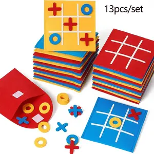 13pcs/set Random Color Tic Tac Toe Board, Mini Chess Board Game for Family Party Use, Family Fun Game, Portable Puzzle Games for Adults & Kids
