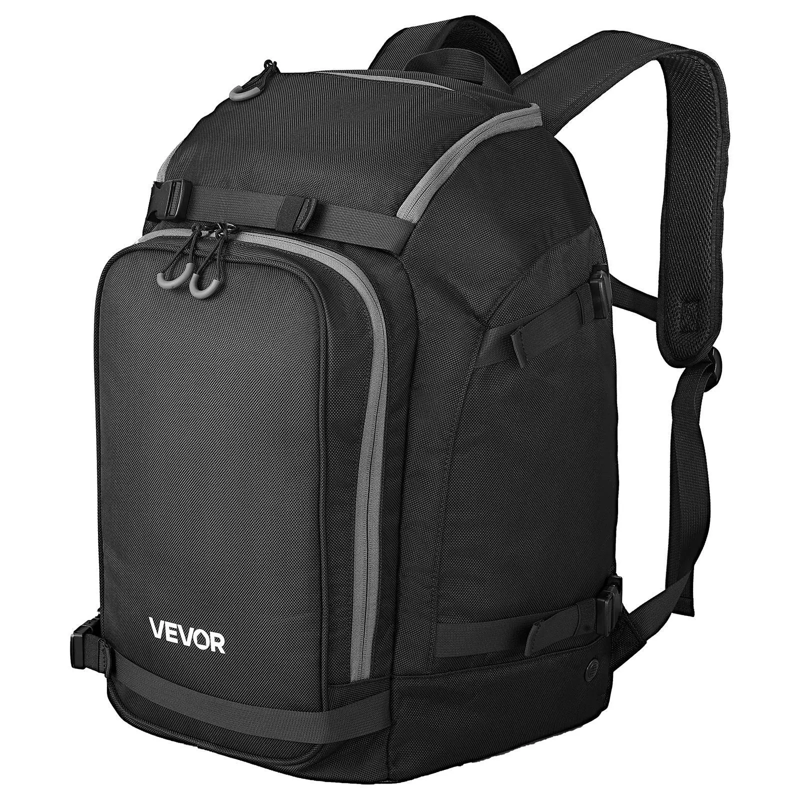 VEVOR 55L Functional Ski Boot Storage Backpack, 1680D Oxford Waterproof Durable Bag with Independent Compartments, 10.6 in Snowboard Carry, Waterproof Bottom for Men (Holds Skis, Helmet, Goggles, Gloves, Accessories, Black)