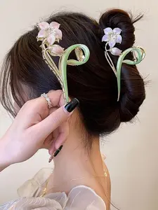 2 Pieces/Set Lily flower, flower hairpin, Flower Hair Clip, ponytail hairpin, back to school season, elegant hair accessories for women and girls, simple headpiece for thick hair, fashionable flower hairpin, suitable for party, daily clothing decoration