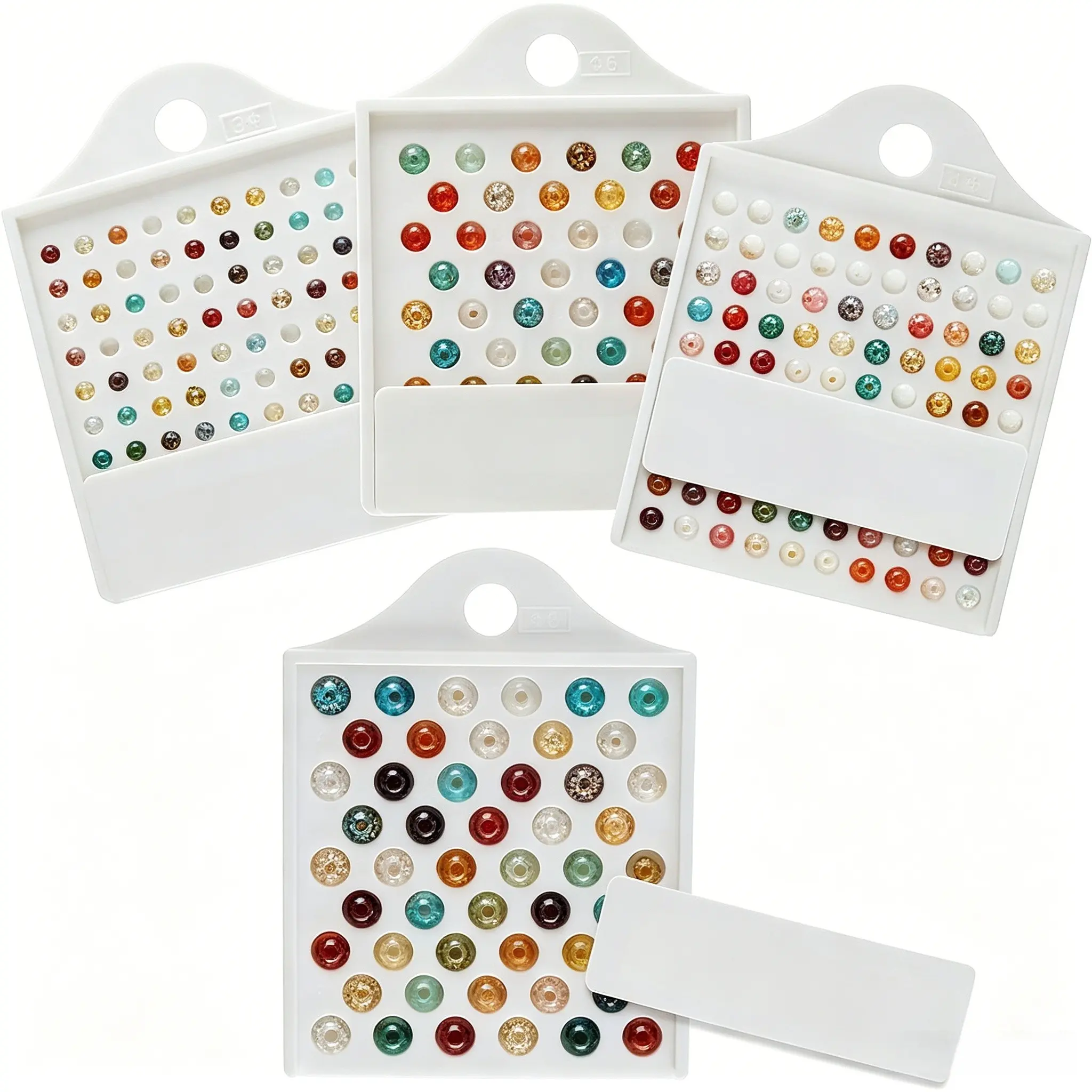 Universal 4-Piece Jewelry Beading Board Set (3/4/6/8mm Bead Sorter) — Suitable for Jewelry Making Trays, Bead Counters, Beading & Production Tools, Boards, Mats, and Trays — Quickly Count Bead Quantities