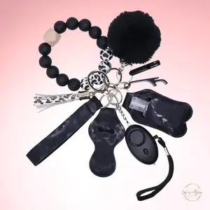 Luxury Woman Keychain with Silicone Beads Bracelet - 10 Pcs + Gift Box