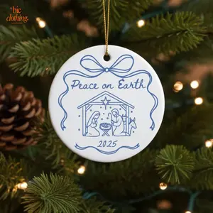 Nativity Scene Ornament, Doodle Style Holy Family, Luke Scripture Faith Ornament for Believers, christian ornament, christmas gift for christians, home christmas decor