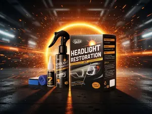 Headlight Restoration Kit, No Power Tools Required, Headlight Cleaner and Restorer Spray for 2 to 3 Vehicle Treatments, Removes Haze and Improves Lens Clarity