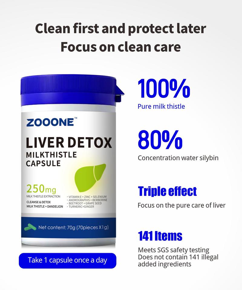 ZOOONE Liver Cleanse Detox Support Supplement- Aid Gallbladder Care Formula Capsules & Natural Milk Thistle Dandelion Supplements