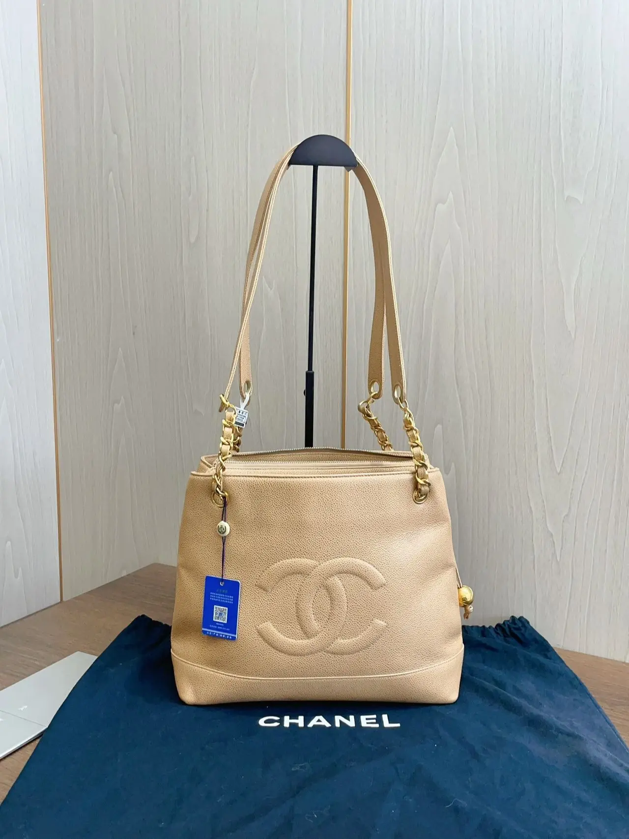 Pre-owned CHANEL leather Crossbody Bags Grained Caviar CC Coco Ball Shoulder Tote Bag KY02814
