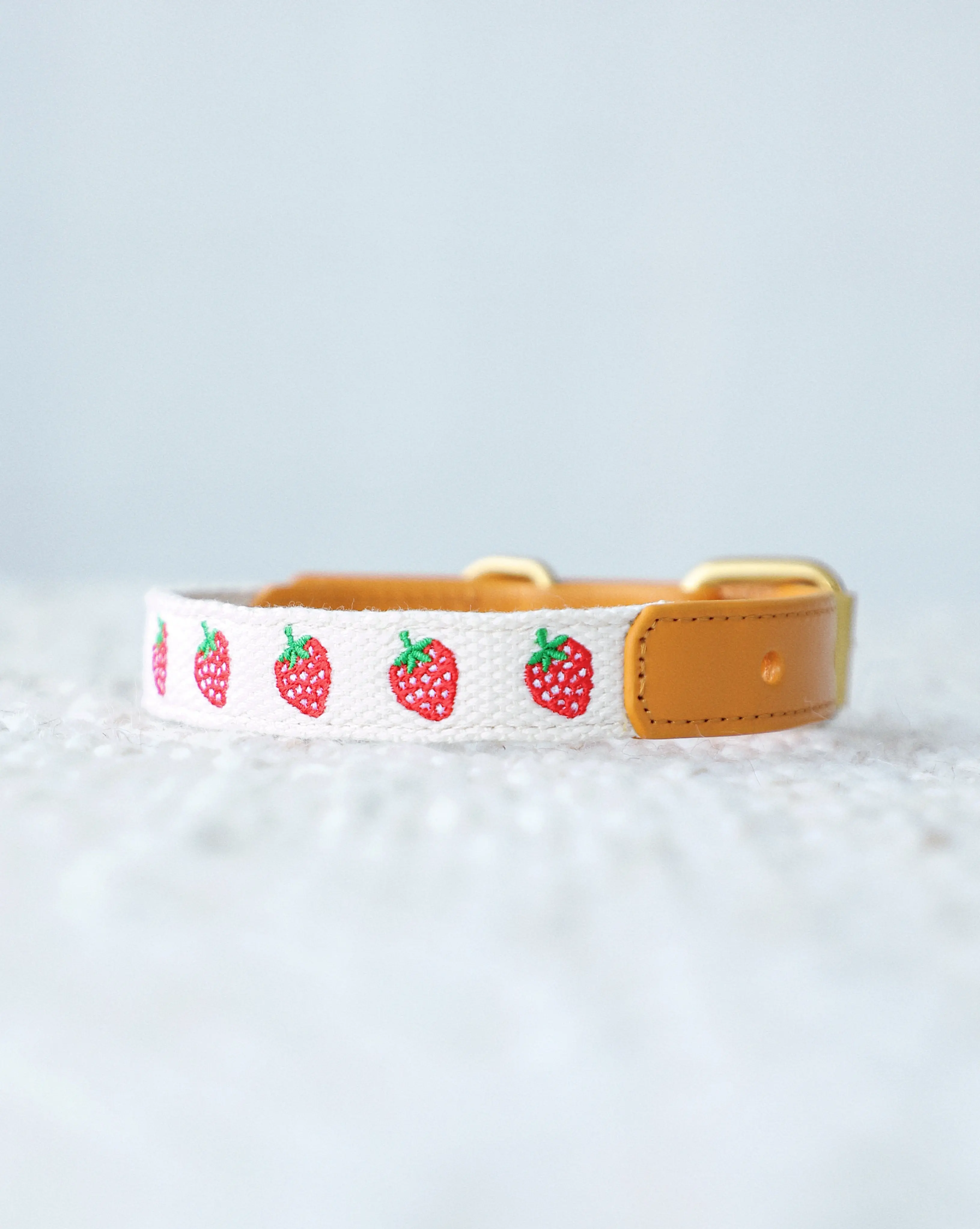 Petit Market Strawberry Embroidered Dog Collar
