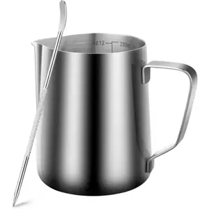 Stainless Steel Milk Frothing Pitcher 12 Oz, 350ml Latte Art Cup Espresso Machine Accessories, Steaming Jug for Cappuccino Coffee Milk Hot  Cups