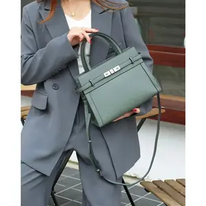 [Genuine Leather Elegant Bag] Genuine Leather Elegant Small Square Bag - Stylish Single Shoulder Handbag For Women - Top Layer Cowhide Togo Pattern