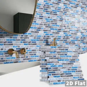 Glossy Retro Blue- Marble Backsplash Peel & Stick, Waterproof, Oil-Resistant, Kitchen, Bathroom, Living Room Decor, for Kitchen Counter