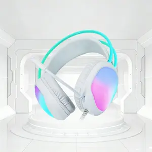 Marvo Over-Ear Gaming Headphones - Game Peripherals, PC Headsets, RGB Light Earcups & Headband, 2.1m Leather Cable, Omnidirectional Mic, Volume Control for Gamers