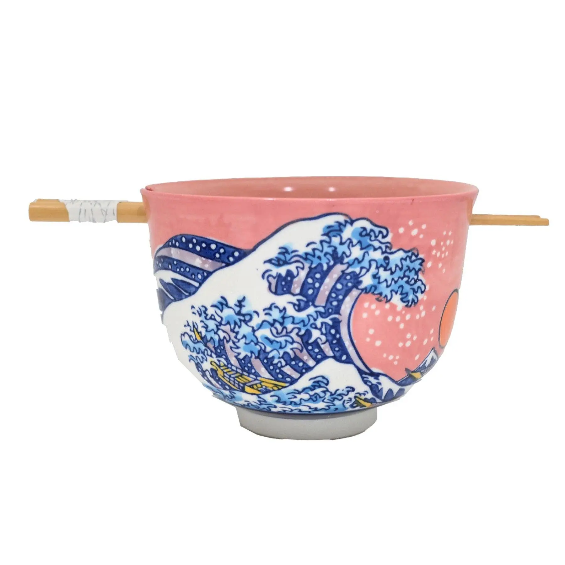 Donburi Bowl With Chopsticks Set Sunset Wave