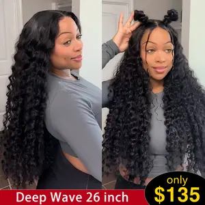 【26“ Only $135】Mamushow 7x6 Glueless Water Wave Wigs 200% Density Human Hair With Drawstring Curly Wave Wigs Closure Wigs Pre Plucked Pre Cut Pre Bleached Wear and Go Wigs Outdoorfun Party Vacation Wigs