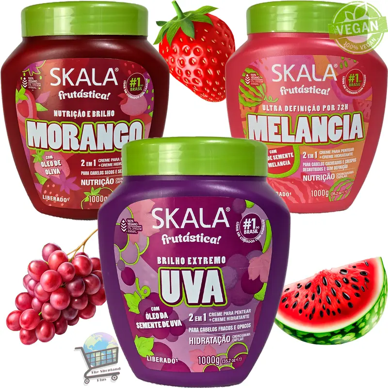 SKALA Frutastica Collection- Extreme Brightness, Nutrition, Ultra Definition 2 in 1 Treatment Cream. without Frizz / Enriched withVitamin e and D-Panthenol / With Rice Proteion, Corn Starch and Aminoacids / Net 35.2Oz (1000g) , leave in or conditioner