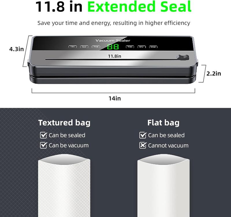 Food Vacuum Sealer Machine with Cutter Automatic and Manual Sealer Dry Moist Food Modes vacuum sealer-Classic 2 silicone ice food vacuum