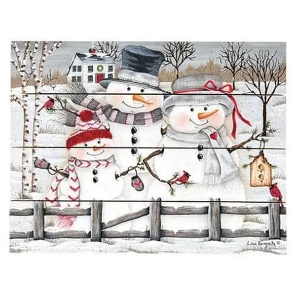 The House of Awareness Snowmen Family Wood Art Christmas Decor Handcrafted in Lancaster PA Rustic Pallet Sign for Home or Office Wall Hanging Ornaments
