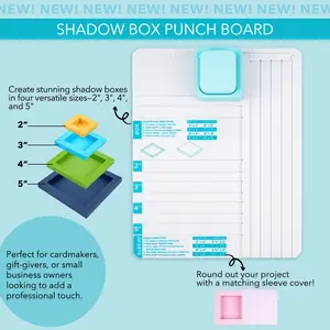 Shadow Box Punch Board for DIY Making Shadow Boxes and Sleeves, Art Crafts Supplies Cutting Tools, Cardmaker, Crafting Tools, Cardmaking, Paper Crafting To Makes 2", 3", 4", and 5" Shadow Boxes
