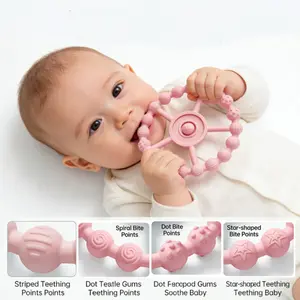 Multi TextureTeether,SensoryTeether with shapes,Chew Toy,Teether Toy for Boys and Girls, Suitable for Boys and Girls Gift