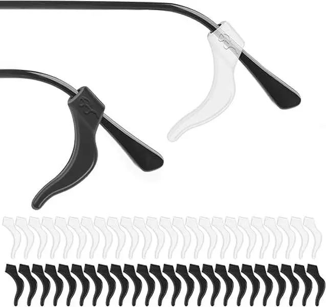 24 Pairs Silicone Glasses Ear Grips, Unisex Plain Anti-Slip Design for a Secure Hold During Sports & Work, Includes Storage Box
