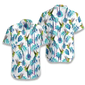 Hummingbird Tropical Hawaiian Shirt 7 | Printing Summer Shirt Men's Hawaiian Camouflage Print Shirt, Button-Down Tropical Beach Summer Vacation Men's Casual Shirt