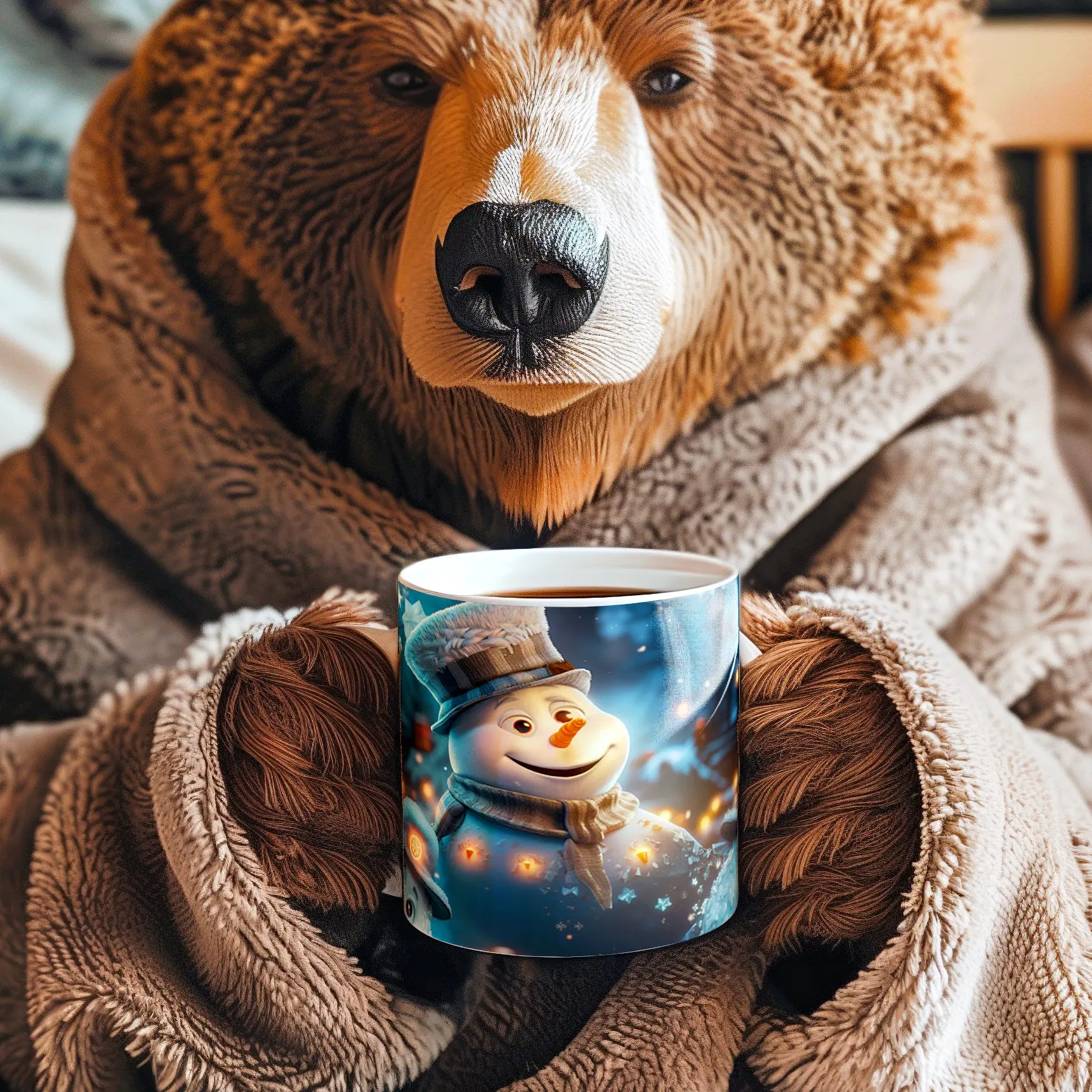 Coffee Mug | Adorable Snowman Nostalgic Christmas Mug Ceramic Drinkware Reusable Washable