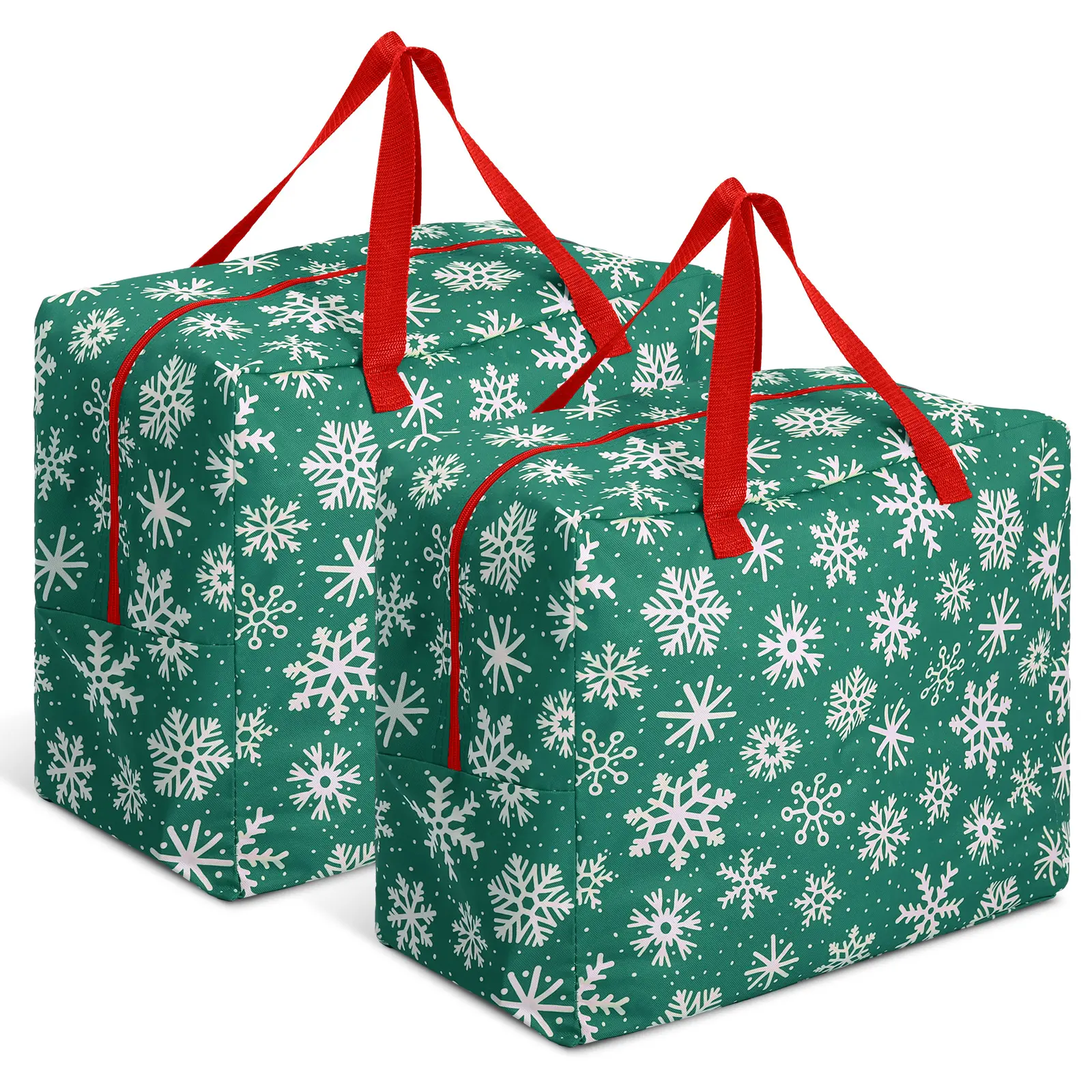 Christmas Ornament Storage Bag, 2/4 Pack Foldable Holiday Decor Storage Container with Reinforced Handles, Zipper, Heavy Duty Space-Saving Organizer for Christmas Decorations, Gift Wrap, and Home Organization
