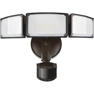 LUTEC 72W 7500LM LED Security Lights Motion Sensor Light Outdoor, 5000K Daylight, IP65 Waterproof, Dusk to Dawn, 3-Head Motion Detected Flood Light for Garage, Yard, Porch(Brown)