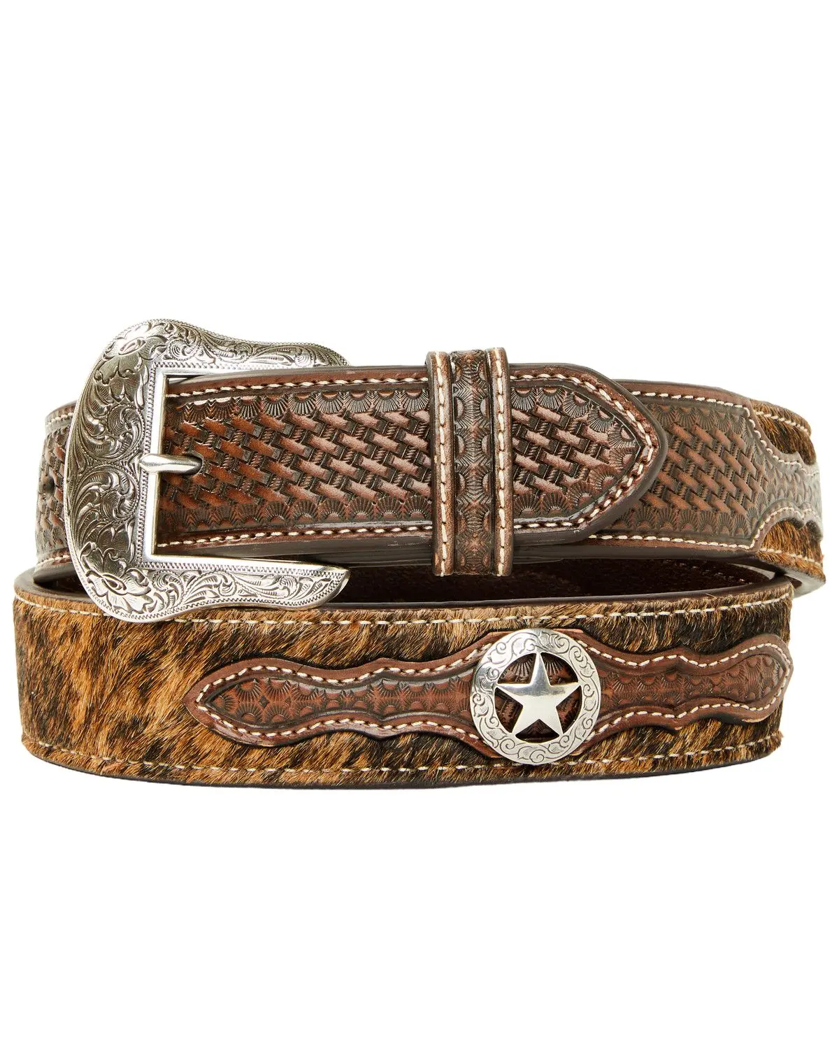 Cody James Men's Men'S Hair-On Concho Leather Belt - Bb2451502 Cody James Men's Men'S Hair-On Concho Leather Belt - Bb2451502