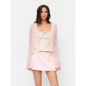 Cider Knit Textured V-neck Bell Sleeve Cardigan