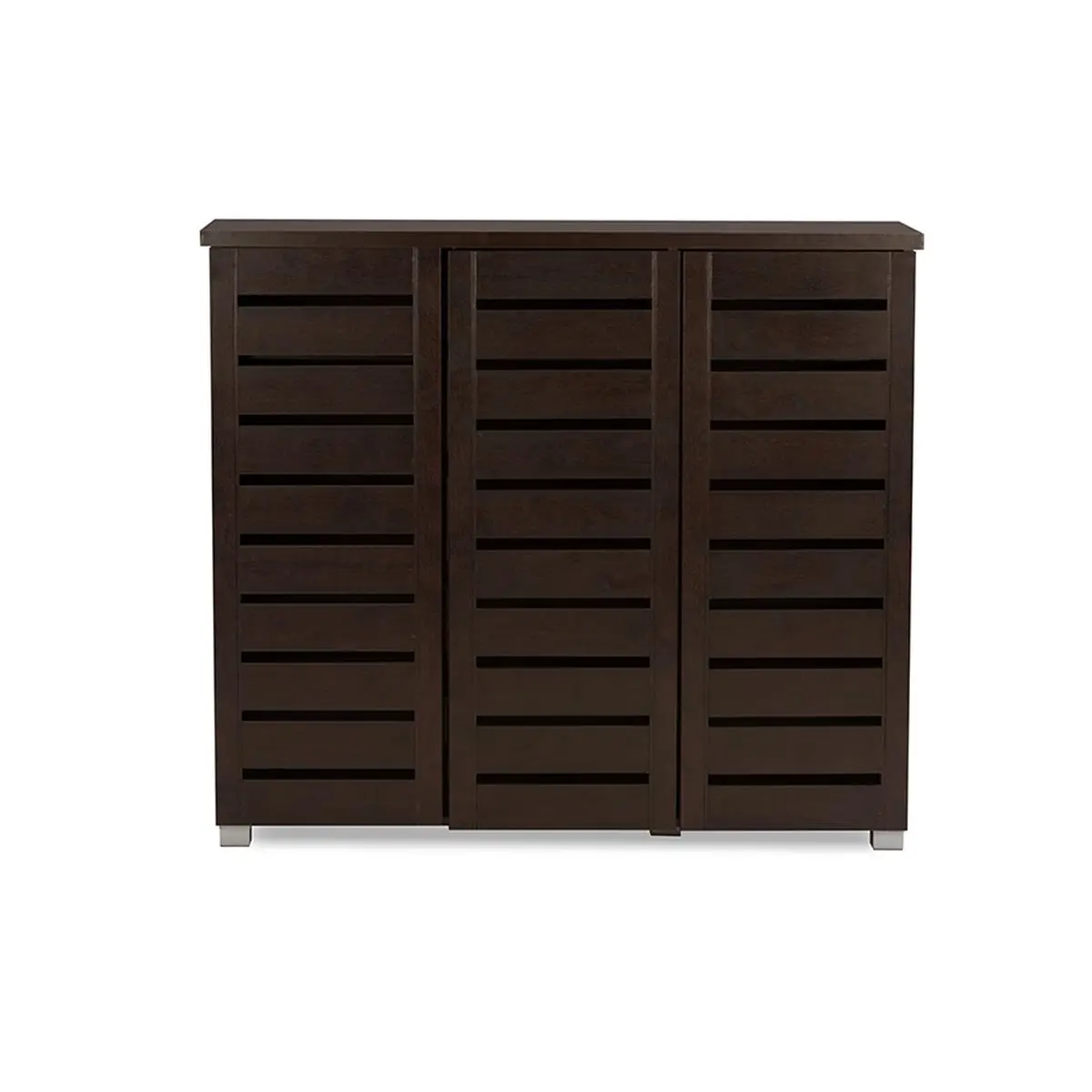 212 MAIN Adalwin Modern & Contemporary 3-Door Dark Brown Wooden Safe Storage Entryway Shoe Cabinet - 38.34x44.46x13.1 in (SC863533-Wenge), Storage Compartments Cabinets, Safe Storage Cabinet