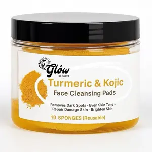 Organic Turmeric Kojic Acid Pads for Face & A Body - Fades Dark spots,Exfoliates Skin and Fades Discoloration - Cleansing Pads