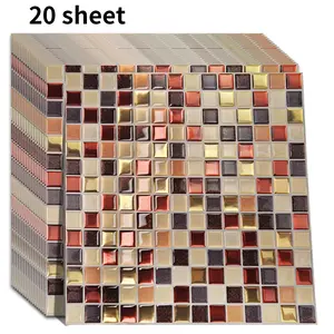 20pcs 3D Crystal Drop Glue Wall Stickers, Self-AdhesiveMosaic Wallpaper, Waterproof & Heat Resistant, ldeal forKitchen,Bathroom, Room Decor,Home Decor-Gold